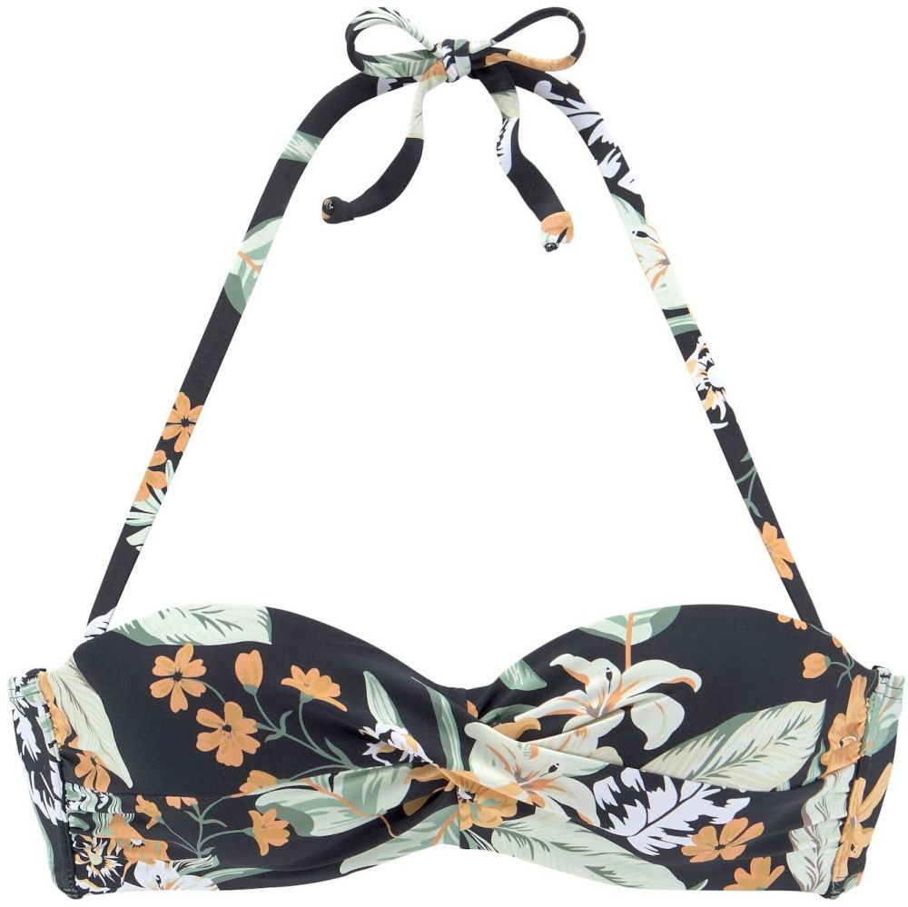 SUNSEEKER Bikinový top  hnedá / zelená / oranžová / čierna / biela