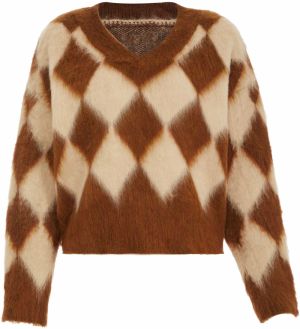 Jalene Sveter  krémová / hnedá