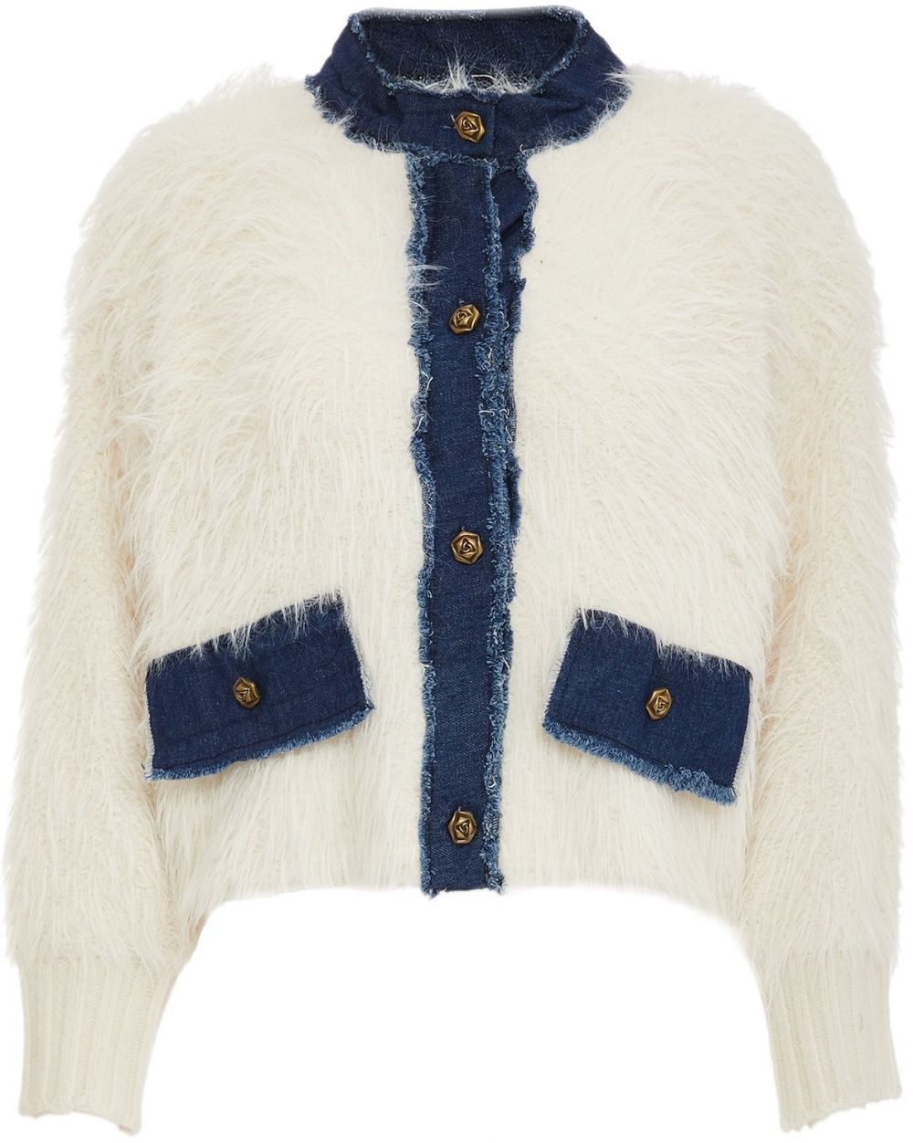 ALARY Kardigán  modrá denim / biela ako vlna