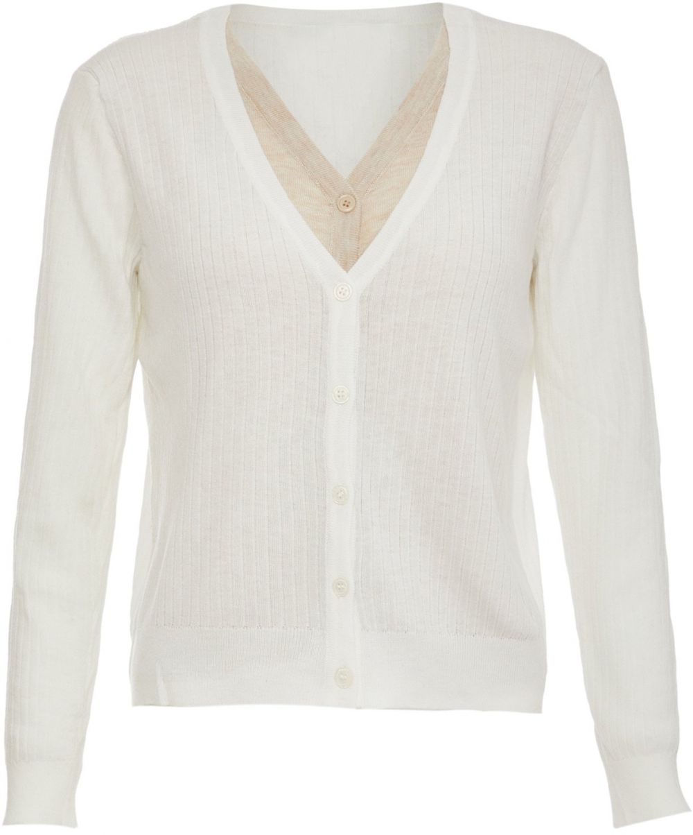 IPARO Kardigán  béžová melírovaná / prírodná biela