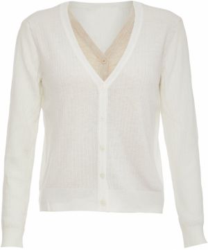 IPARO Kardigán  béžová melírovaná / prírodná biela