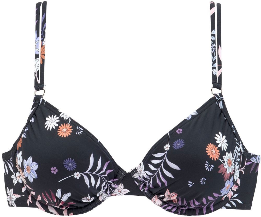 SUNSEEKER Bikinový top  svetlofialová / oranžová / čierna / biela