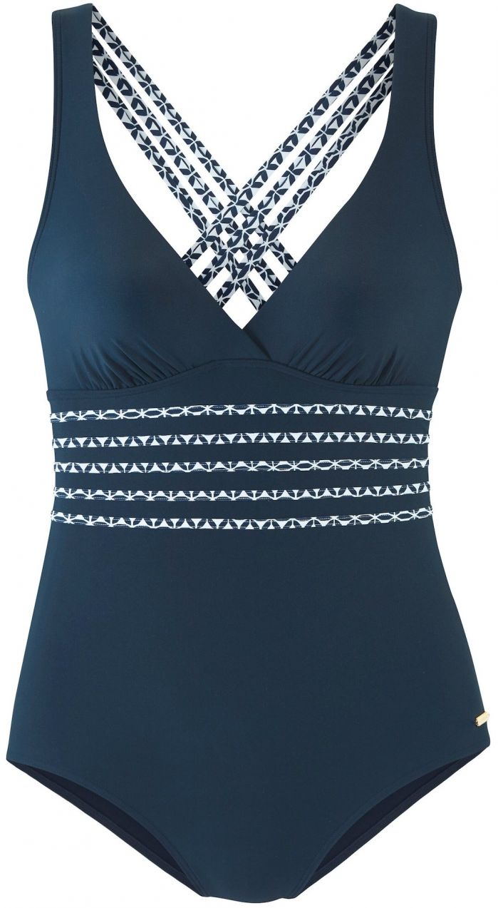 SUNSEEKER Jednodielne plavky  námornícka modrá / biela