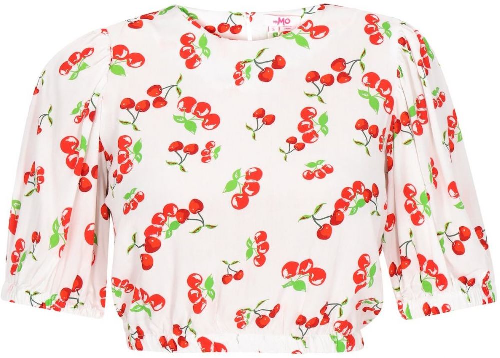 MYMO Blúzka  svetlozelená / červená / biela