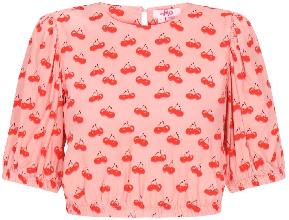 MYMO Blúzka  zelená / pastelovo ružová / červená