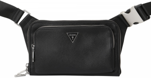 GUESS Ľadvinka 'MILANO FLAT BUMBAG W FRT PKT'  čierna