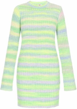 MYMO Pletené šaty  žltá / sivá / zelená