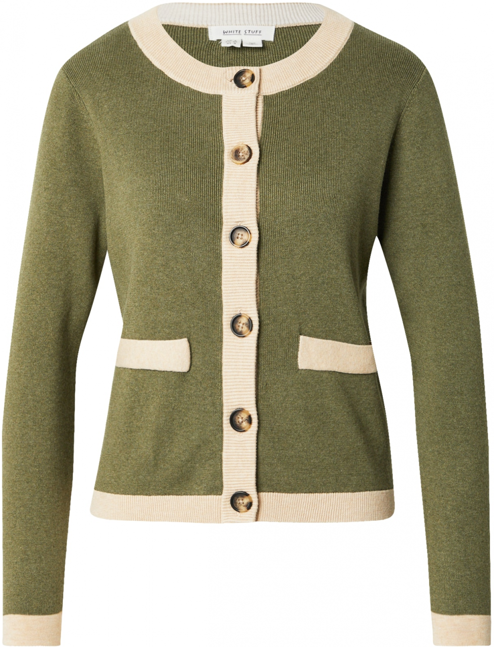 WHITE STUFF Kardigán 'CHARLOTTE'  krémová / olivová