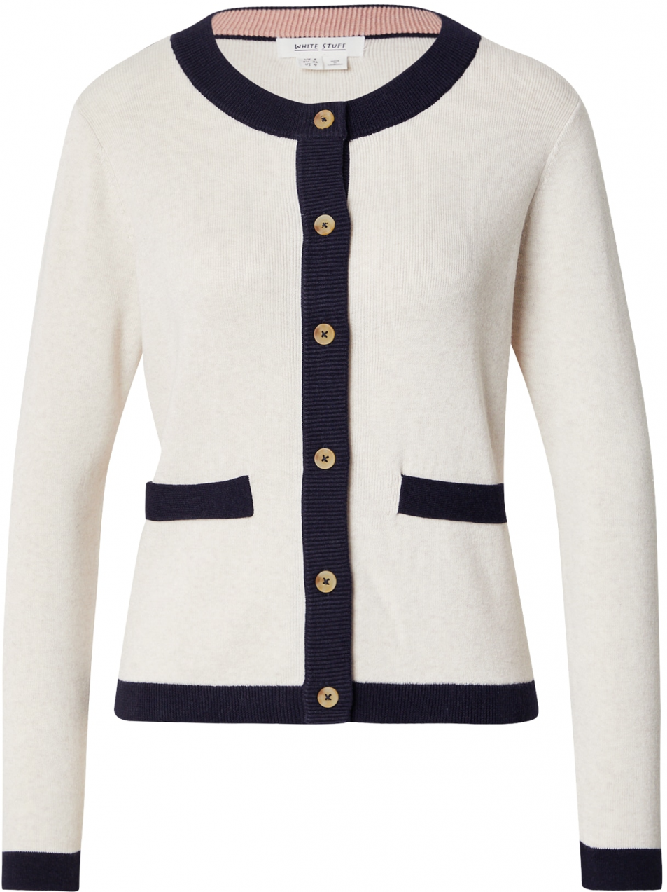 WHITE STUFF Kardigán 'CHARLOTTE'  námornícka modrá / biela ako vlna