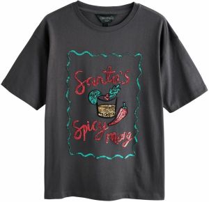 Next Tričko 'Festive Sequin Spicy Margarita'  zlatá / smaragdová / tmavočervená / čierna