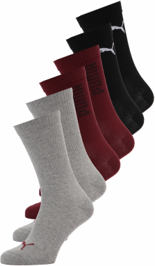 PUMA Ponožky  sivá melírovaná / karmínovo červená / čierna / biela