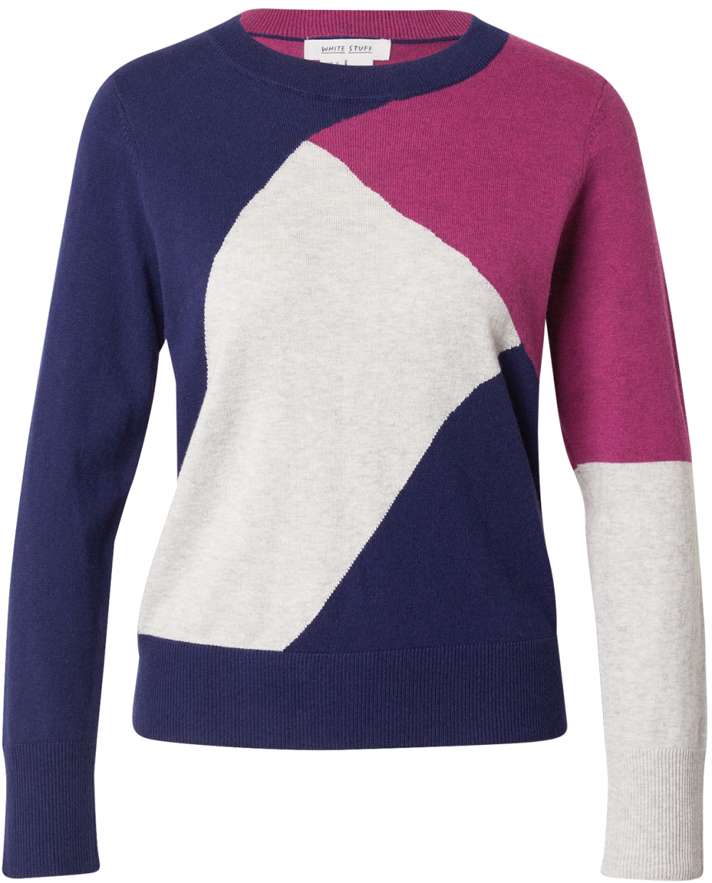 WHITE STUFF Sveter 'KATIE'  indigo / s ružovými fľakmi / biela melírovaná