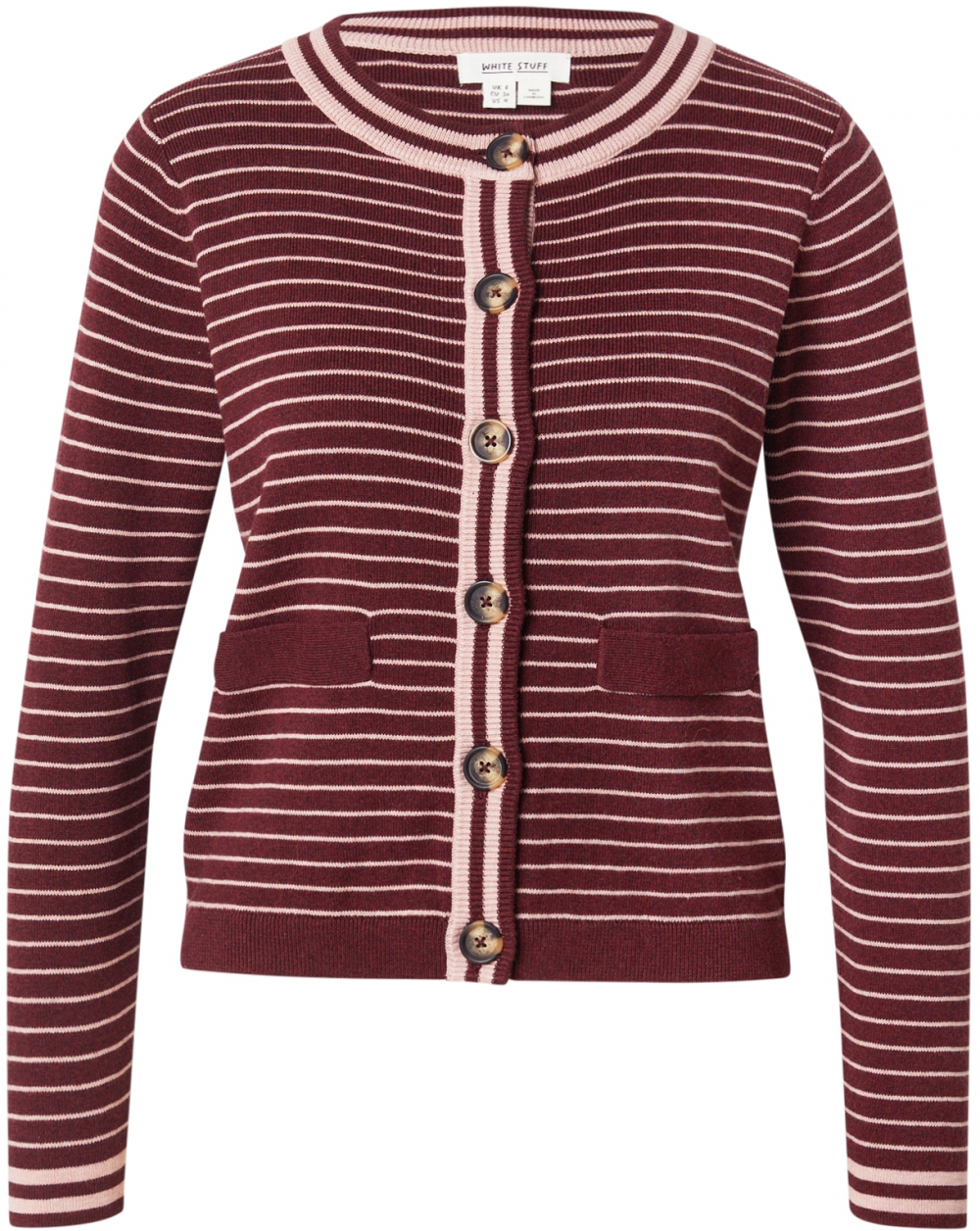 WHITE STUFF Kardigán 'CHARLOTTE'  cyklaménová / biela