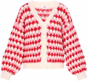 MYMO Kardigán  béžová / svetloružová / červená