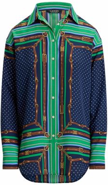 Lauren Ralph Lauren Blúzka  námornícka modrá / kráľovská modrá / hnedá / zelená