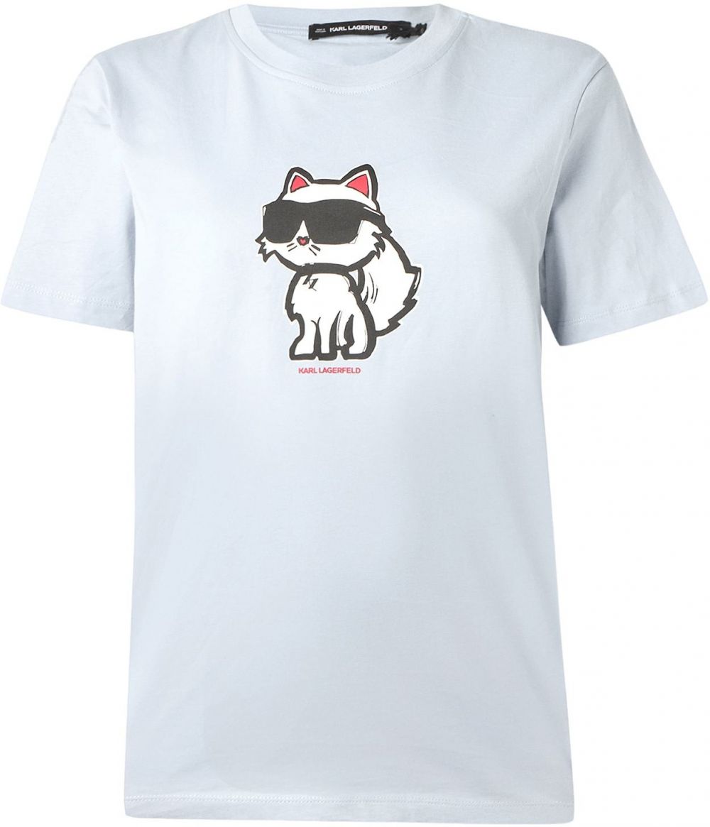 Karl Lagerfeld Tričko  pastelovo modrá / červená / čierna / biela