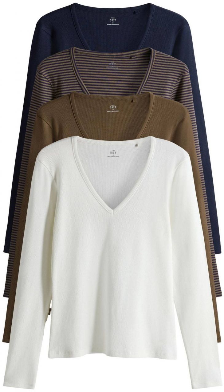 The Set Tričko  námornícka modrá / hnedá / čokoládová / biela