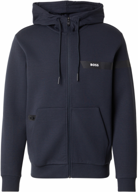 BOSS Tepláková bunda 'Saggy'  námornícka modrá / čierna / biela
