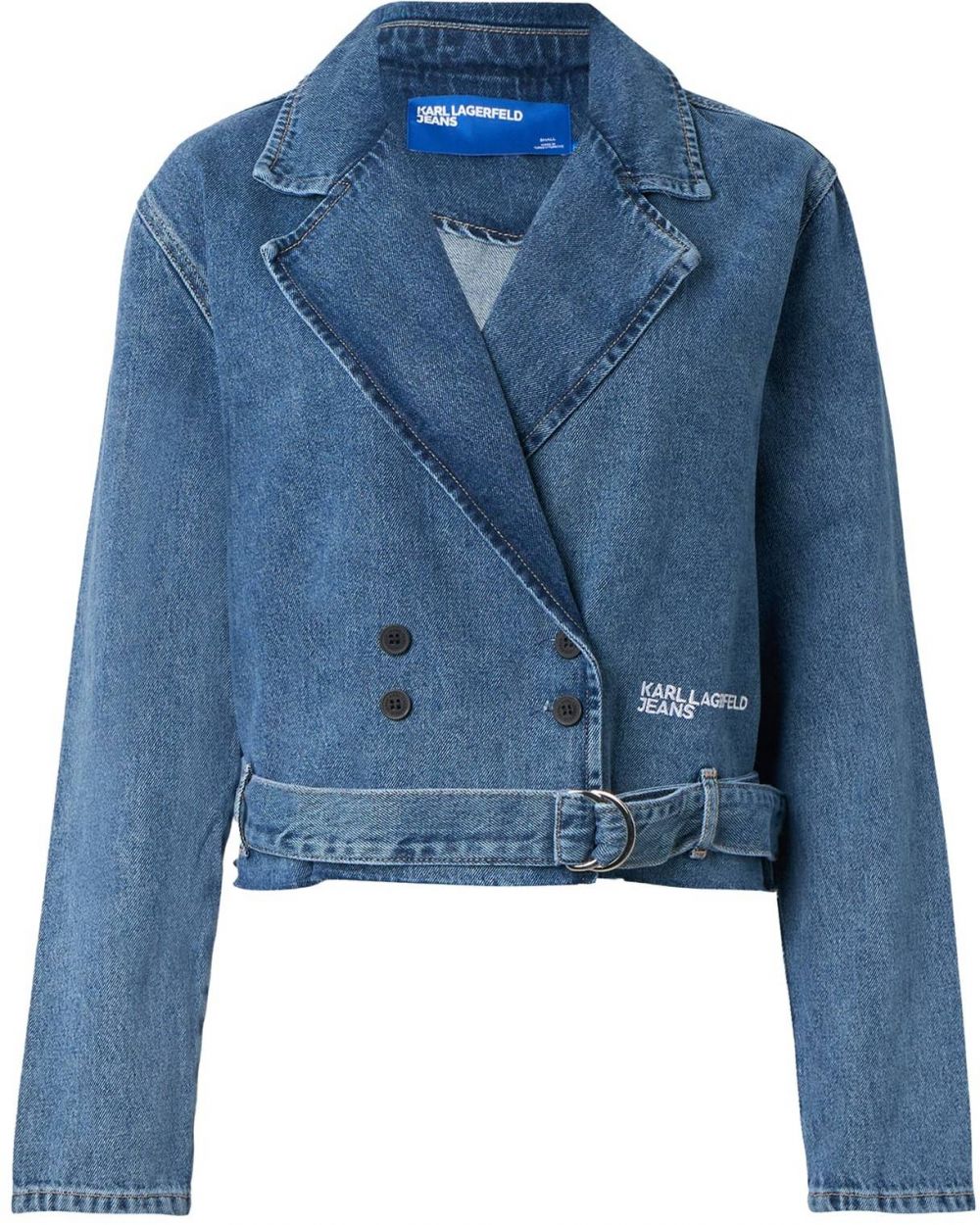 KARL LAGERFELD JEANS Prechodná bunda  modrá denim / biela