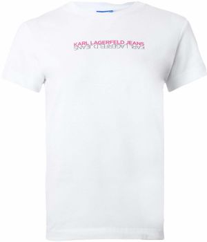 KARL LAGERFELD JEANS Tričko  ružová / čierna / biela