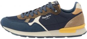 Pepe Jeans Nízke tenisky 'BRIT ESSENCE'  béžová / námornícka modrá / hnedá / biela