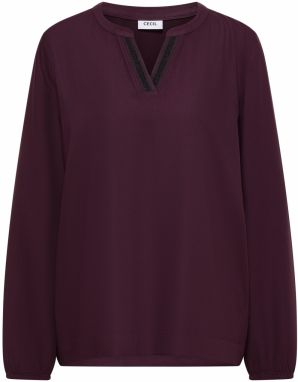 CECIL Blúzka  baklažánová / čierna melírovaná