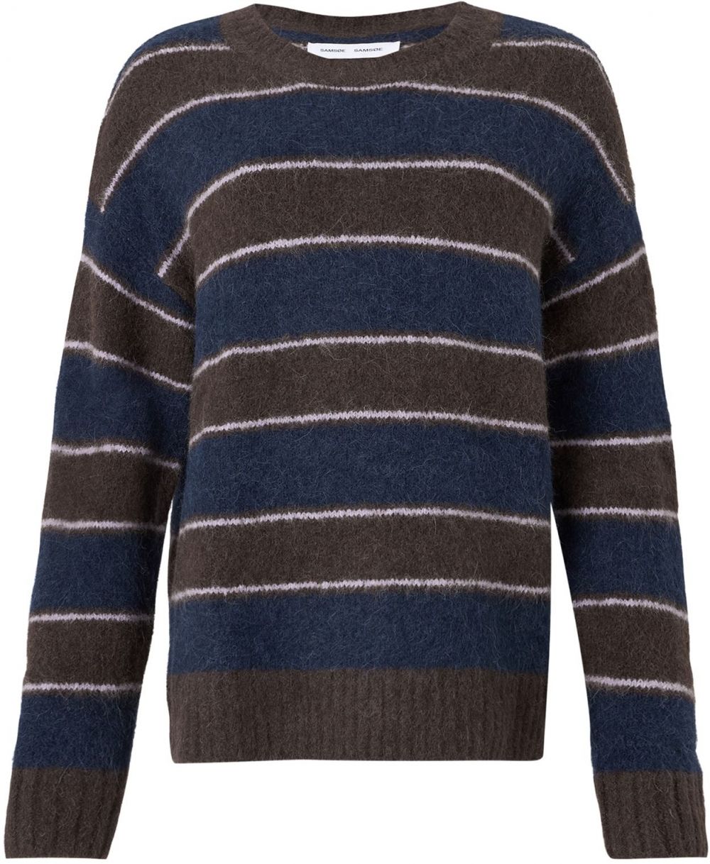 Samsøe Samsøe Sveter 'Jeanne'  námornícka modrá / tmavohnedá / biela