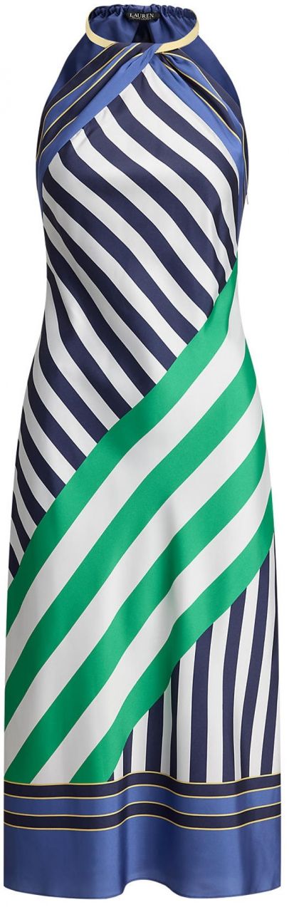 Lauren Ralph Lauren Kokteilové šaty 'LUXE'  námornícka modrá / kráľovská modrá / zelená / biela