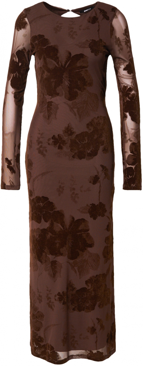 Gina Tricot Večerné šaty 'Burnout'  čokoládová / tmavohnedá
