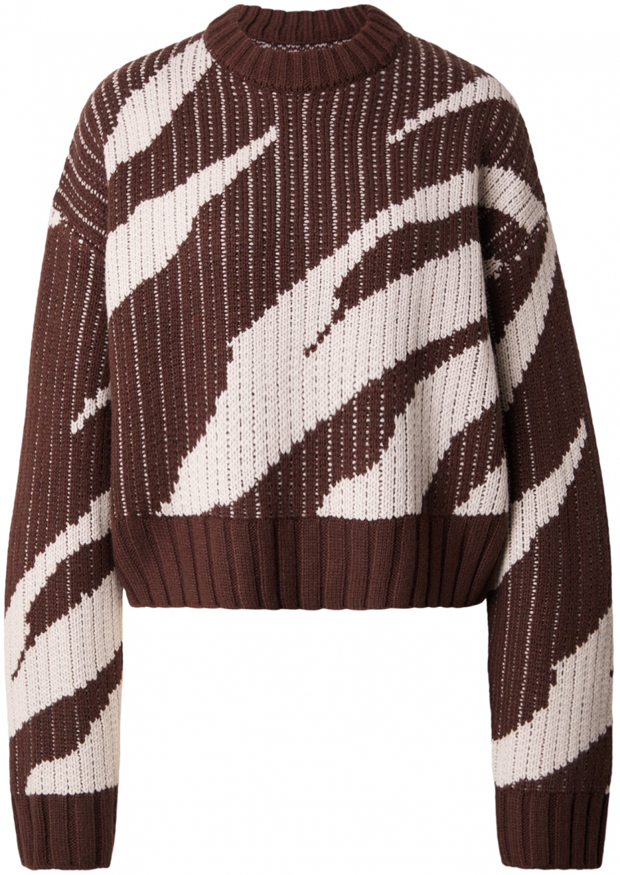 TOPSHOP Sveter 'TSELINOR'  čokoládová / prírodná biela