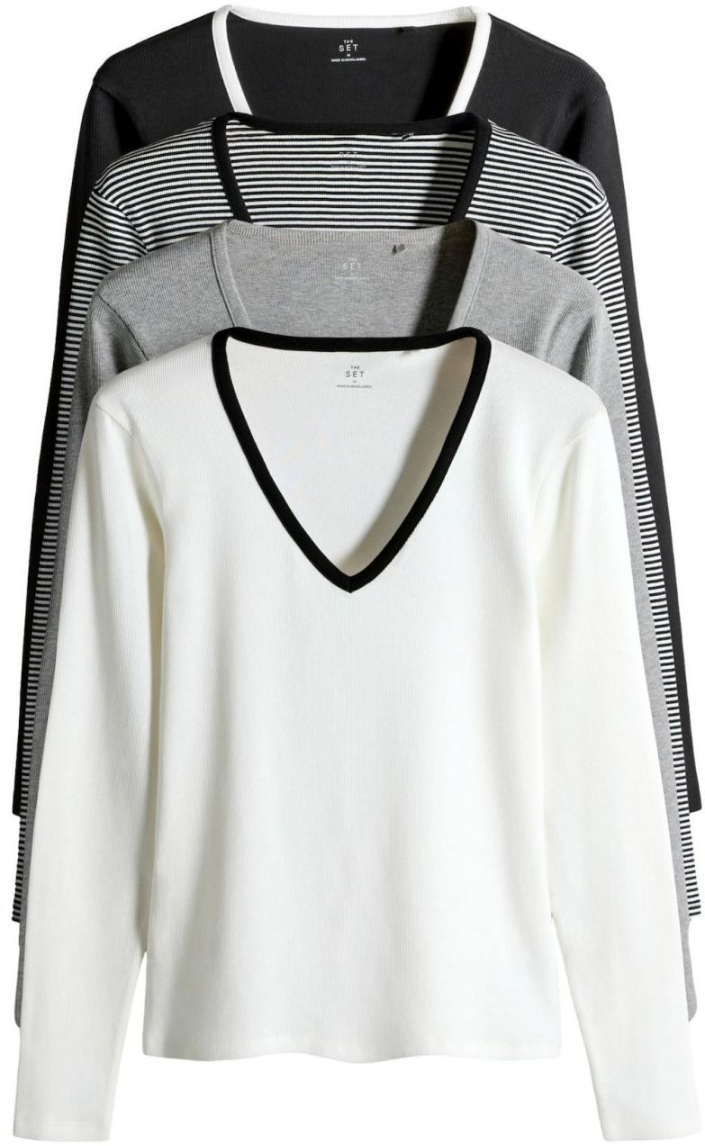 The Set Tričko  sivá / čierna / biela