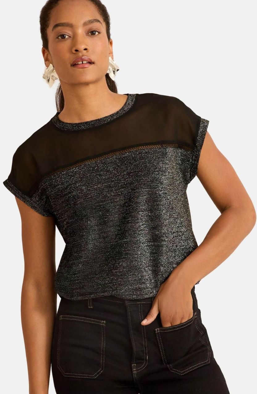 love & roses Blúzka  čierna / strieborná