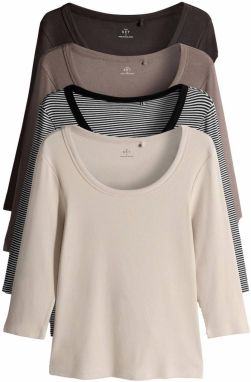 The Set Tričko  hnedá / tmavošedá / čierna / biela