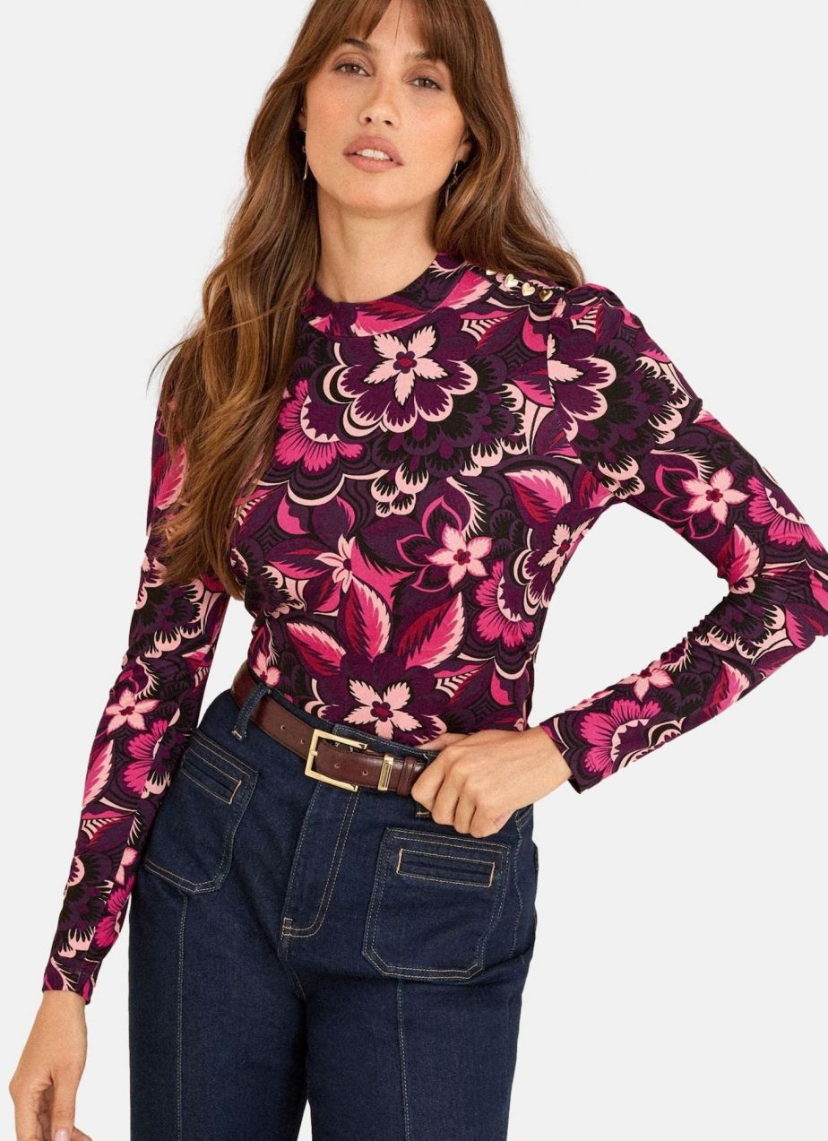 love & roses Tričko  fialová / rosé / svetloružová / burgundská