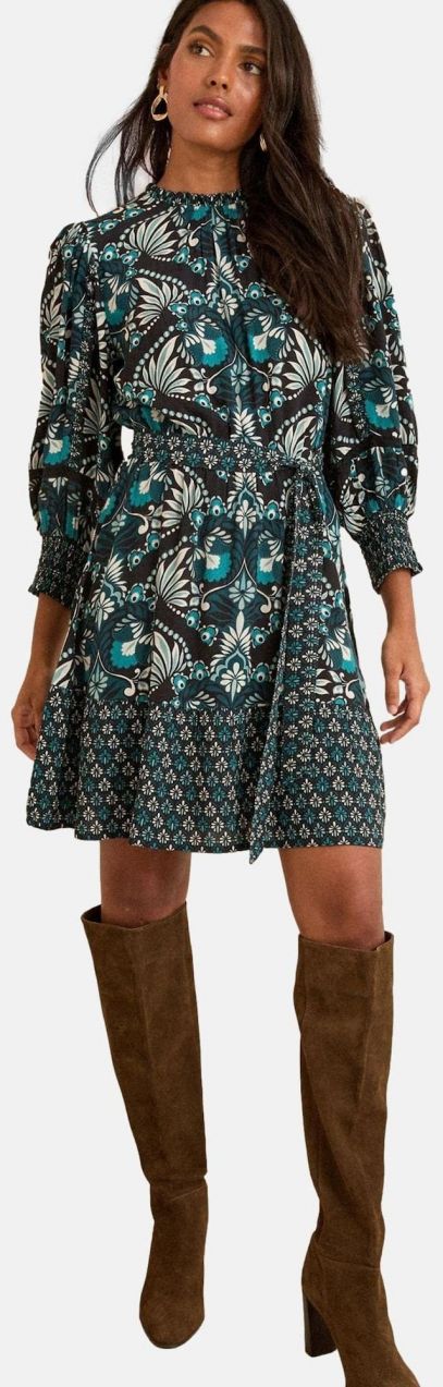 love & roses Šaty  modrozelená / nebesky modrá / čierna / biela