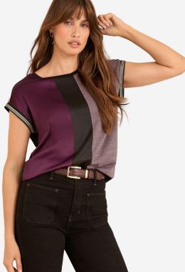 love & roses Tričko  vínovo červená / červená melírovaná / čierna