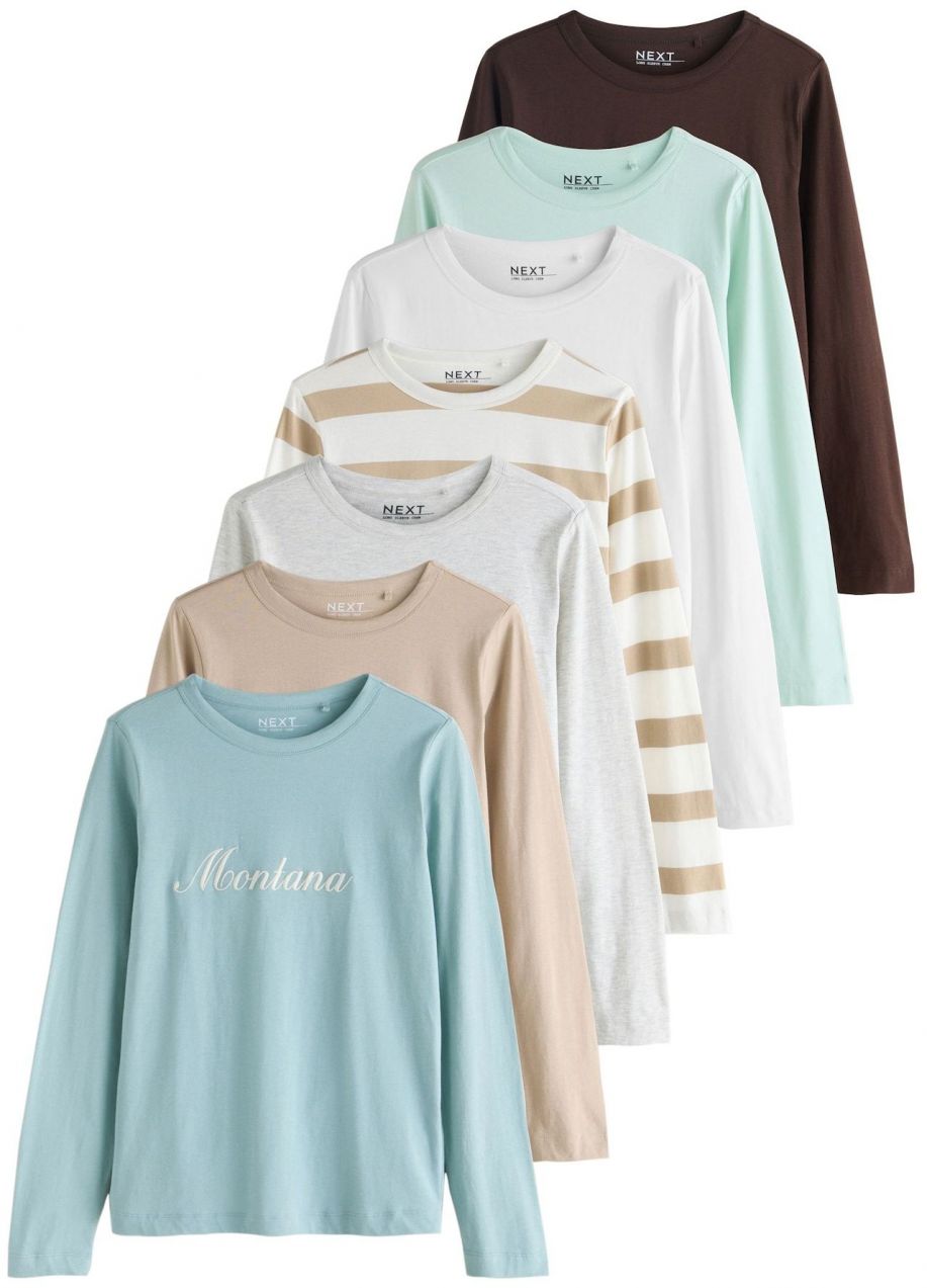 Next Tričko  béžová / svetlomodrá / tmavohnedá / svetlosivá / mätová / biela