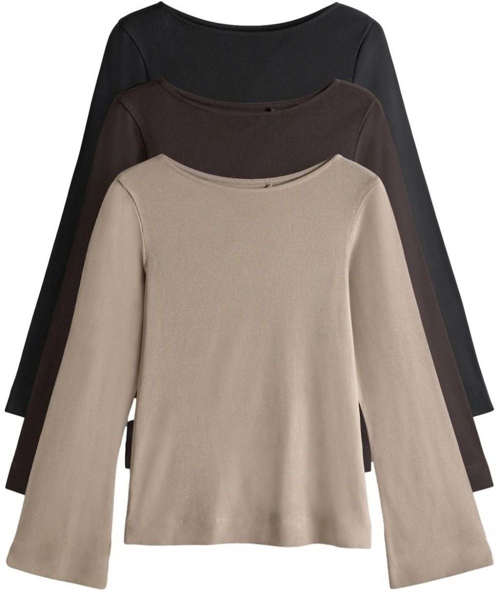 The Set Tričko  béžová / čokoládová / čierna