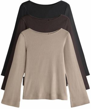 The Set Tričko  béžová / čokoládová / čierna