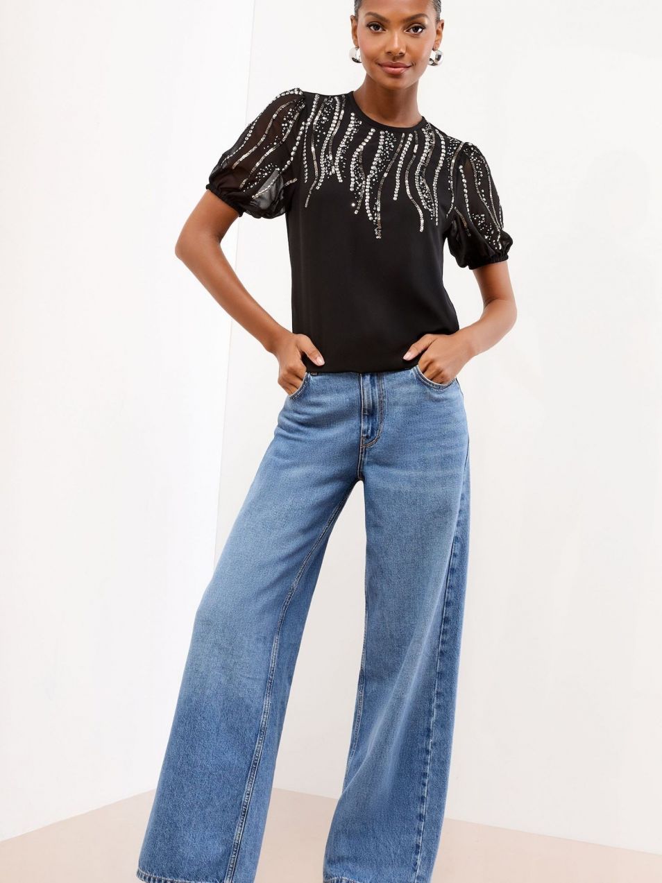 Lipsy Blúzka  čierna / strieborná