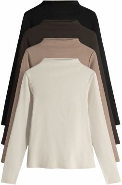 The Set Tričko  čokoládová / brokátová / čierna / biela ako vlna