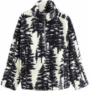 Next Flisová bunda  čierna / biela ako vlna