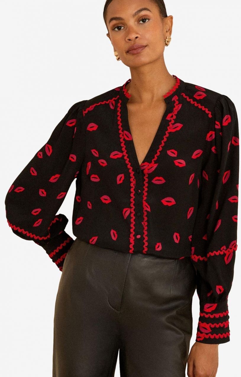 love & roses Blúzka  červená / čierna