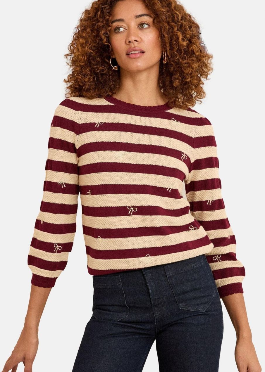 love & roses Sveter  béžová / farba lesného ovocia