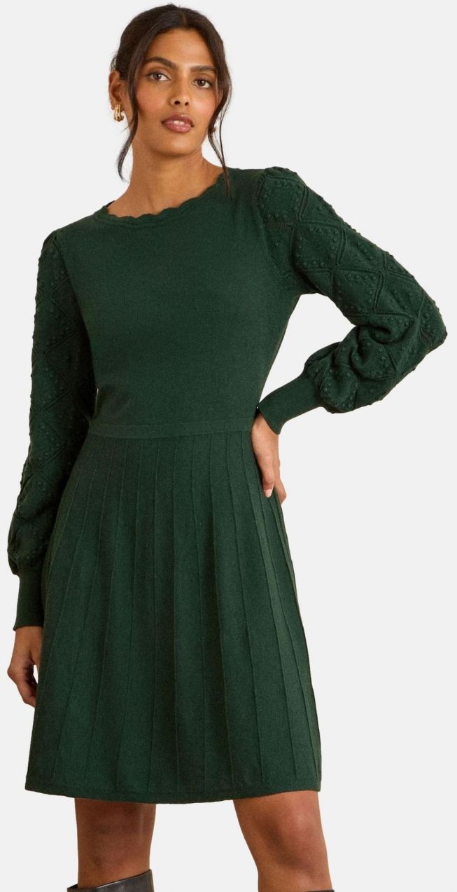 love & roses Pletené šaty 'Scallop'  tmavozelená