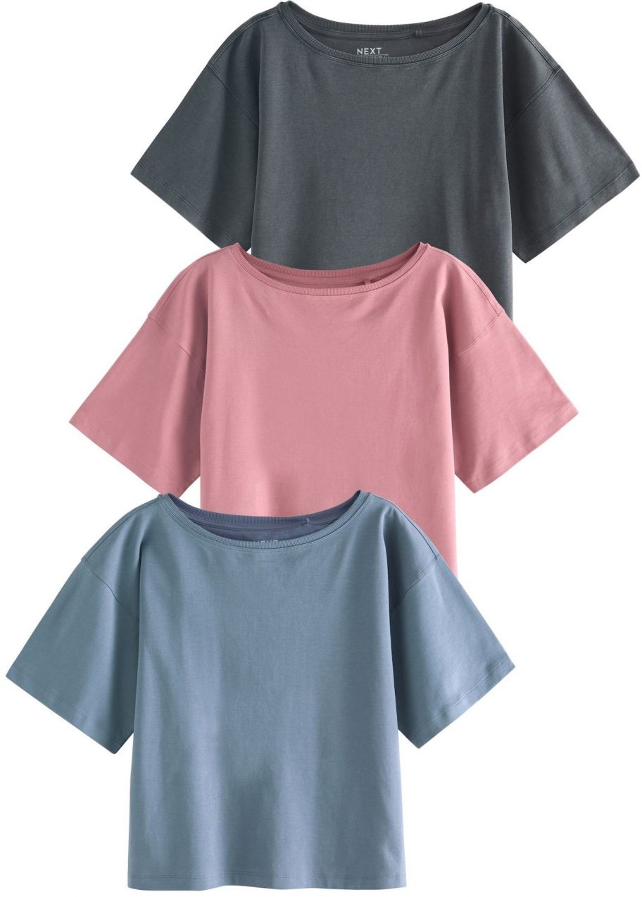 Next Tričko  modrá / tmavosivá / ružová