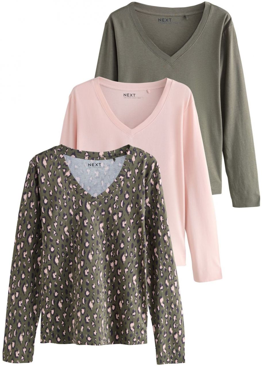 Next Tričko  kaki / ružová / čierna