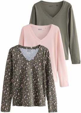 Next Tričko  kaki / ružová / čierna