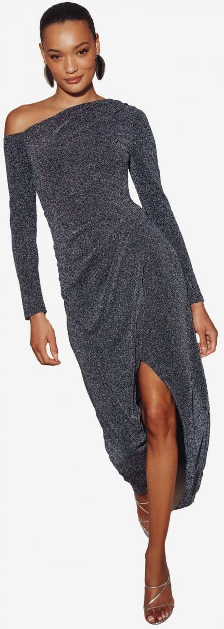 Lipsy Šaty  tmavosivá / strieborná