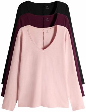 The Set Tričko  ružová / vínovo červená / čierna